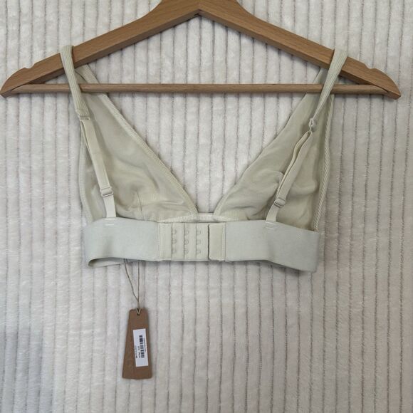 Skims Rib Cotton Plunge Bralette Logo Wireless Bra Size XXS Color Bone NWT - Picture 9 of 9
